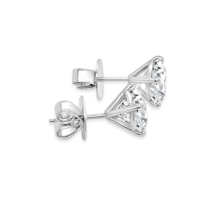 14KW 4 PRONG MARTINI DIAMOND STUDS 4.03CT
