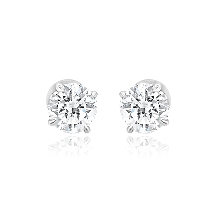 14KW 4 PRONG MARTINI DIAMOND STUDS 4.03CT