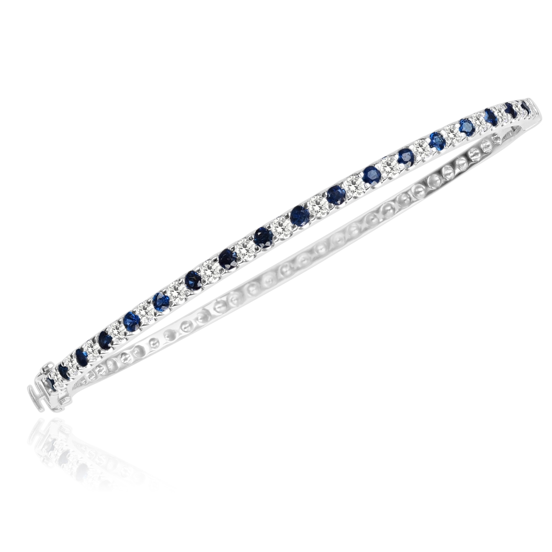 14KW GOLD SAPPHIRE & DIAMOND BANGLE BRACELET 18S=.92CT, 18D=.77CT